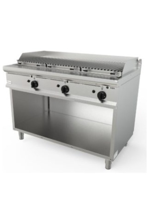 Lávový gril plynový, 24,0kW, na 18kg lávových kamenů, šířka 1200mm, skříňový modul otevřený