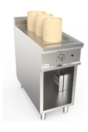 Napařovací zařízení elektrické, 38l, 6,0kW 400V, pro GN 1/1 + 1/3, šířka 400mm, skříňový modul otevřený